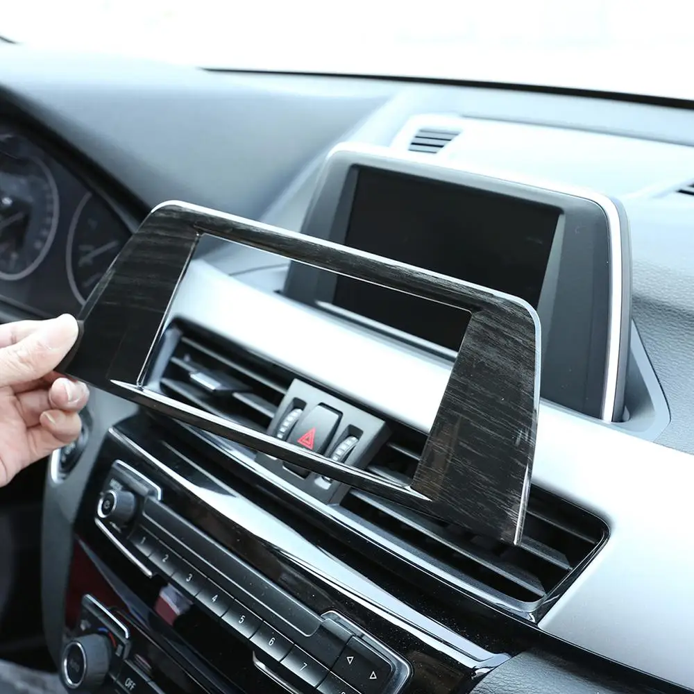 Juoda Medienos Grūdų ABS Plastiko Lipdukai Centras Valdyti Navigaciją Rėmas Padengti Apdaila BMW X1 F48 2016-19 Modeliai Priedai