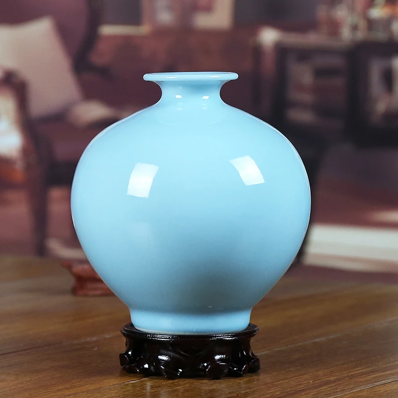 Keramikos spalvos glazūra maža vaza šiuolaikinių namų puošybai
