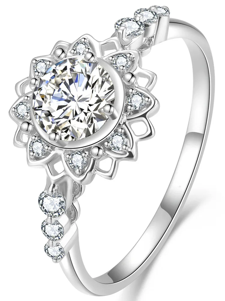BABYLLNT Nauja 925 Sterlingas Sidabro Žiedas Micro-Inkrustacijos Modeliavimas Diamond Gėlės Žiedas, Moterų Žavesio Papuošalai Dovana