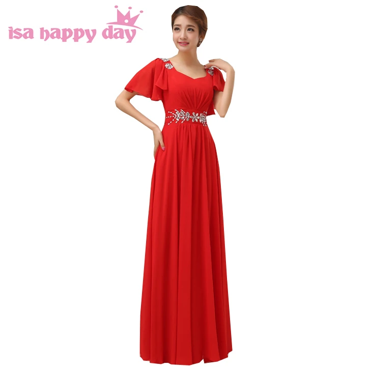 black-line šifono bžūp rankovėmis grindų ilgis, v-kaklo, raudona moterų elegantiškas ilgas bridesmaid dresses 2020 naujas mados vasaros H2259